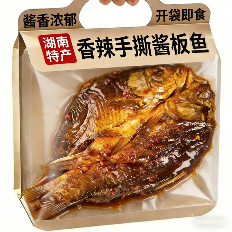 湖南特产常德酱板鱼香辣手撕休闲办公零食整条鱼微辣开袋即食熟食