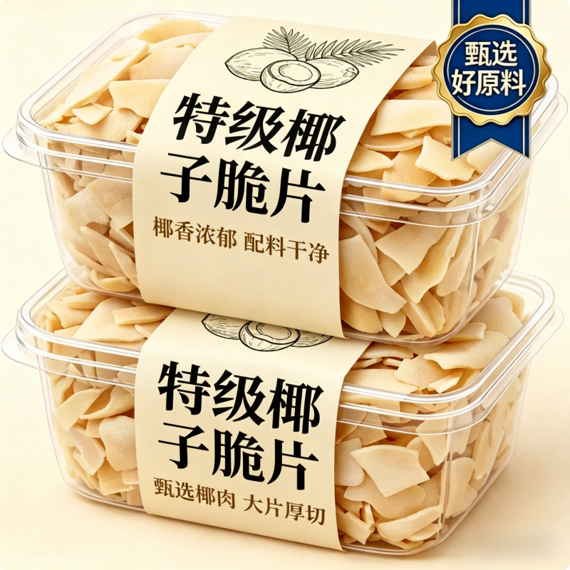 椰子脆片正宗海南特产官方旗舰店椰肉干椰脆片椰子角商用休闲零食