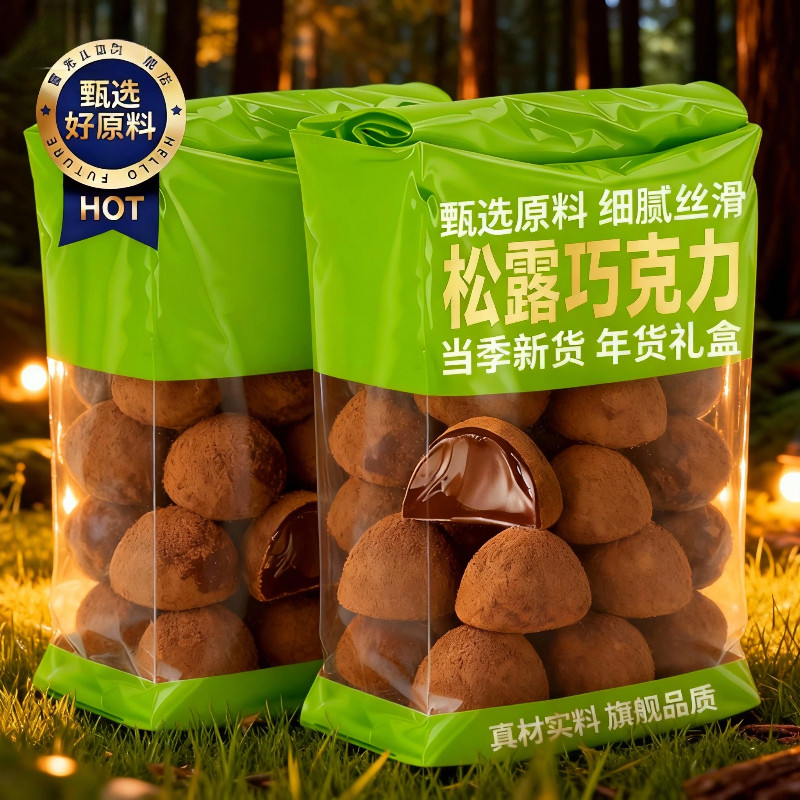 黑松露形巧克力糖果圣诞结婚喜糖网红小零食送女朋友送礼过年年货