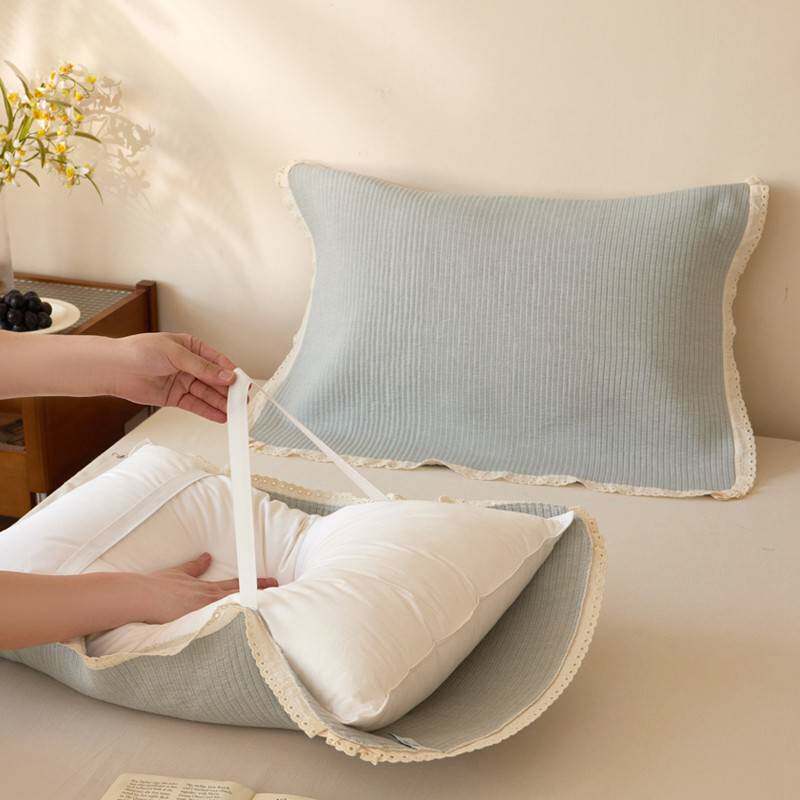 【官方旗舰店正品】纱布枕巾纯棉一对轻奢高级感等品可固定装全棉