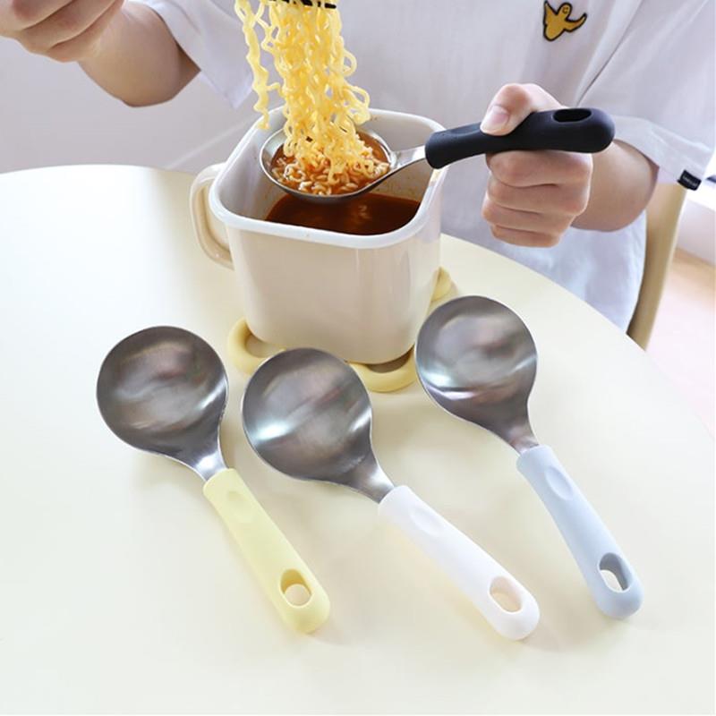 韩国吃播pland同款不锈钢汤勺家用食品级盛汤勺子硅胶柄吃面粥勺