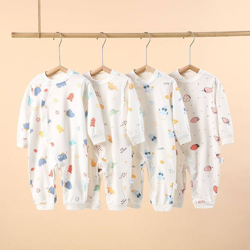 婴儿连体衣长袖春秋纯棉男女宝宝哈衣爬服开档新生儿衣服秋冬内穿