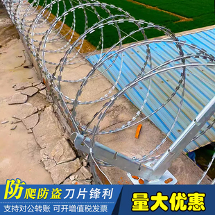 304不锈钢刀片刺绳蛇蝮式刺丝防贼尖刺带刺铁丝网防护网防盗刺网