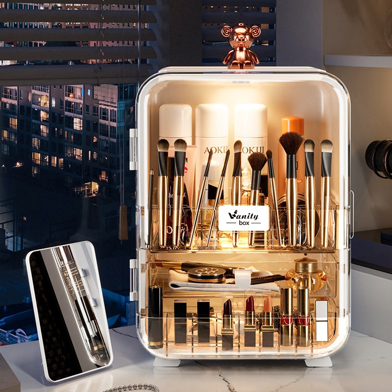 化妆品收纳盒盒子透明置物架化A妆刷香水护肤品桌面梳妆台高级感