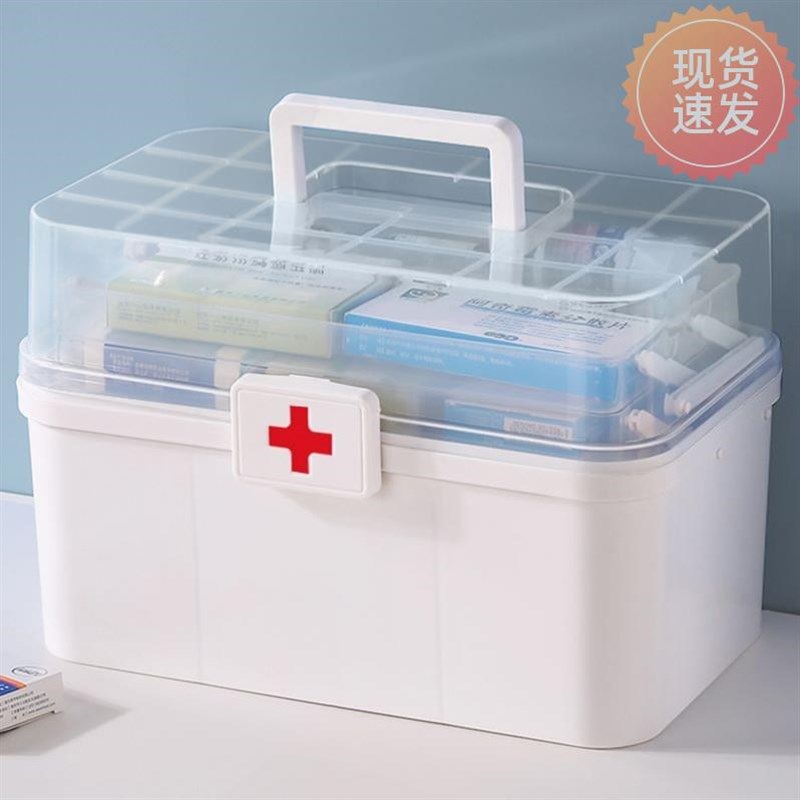 药箱多层医药箱家用n大容量全套急应医护医疗药品药物收纳透明药