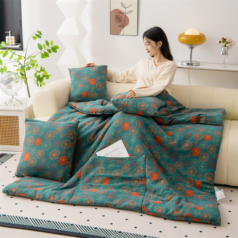 A类母婴级全棉口袋枕抱枕被子二合一两I用纯棉车载午休靠垫可机洗