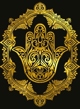幸运之手描金画稿静心减v压描金涂色DIY手绘填色装饰画