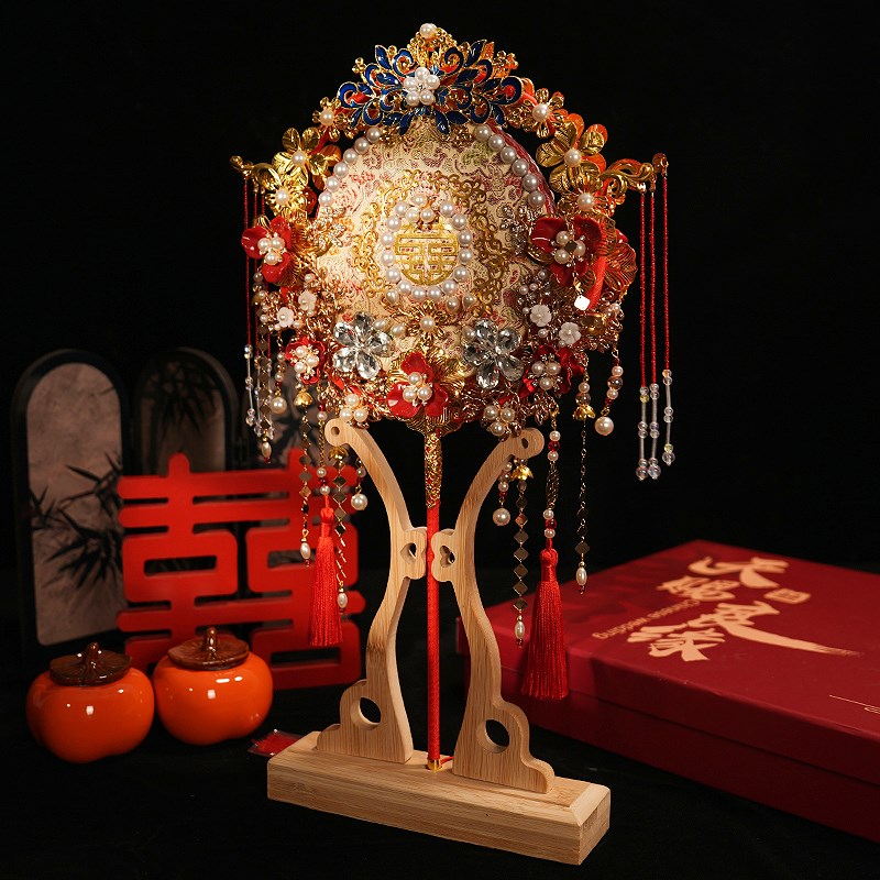 双面双色团扇新娘结婚diyw材料包中式出嫁秀禾服重工成品手工高级