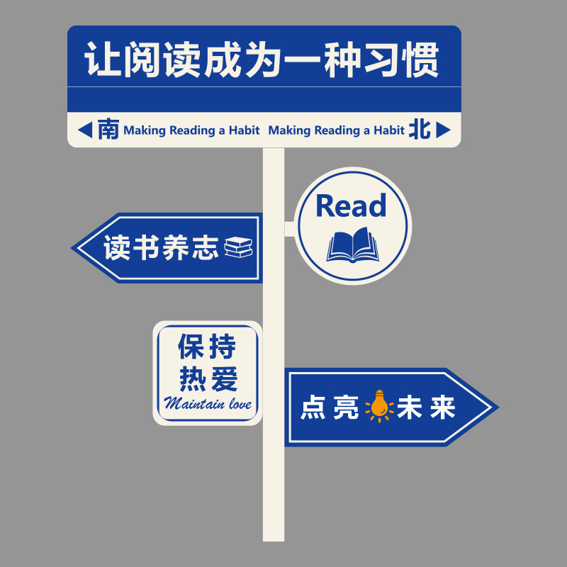 让阅读成为一种习惯文化墙贴图书馆布置装K饰阅读区角览室绘本环