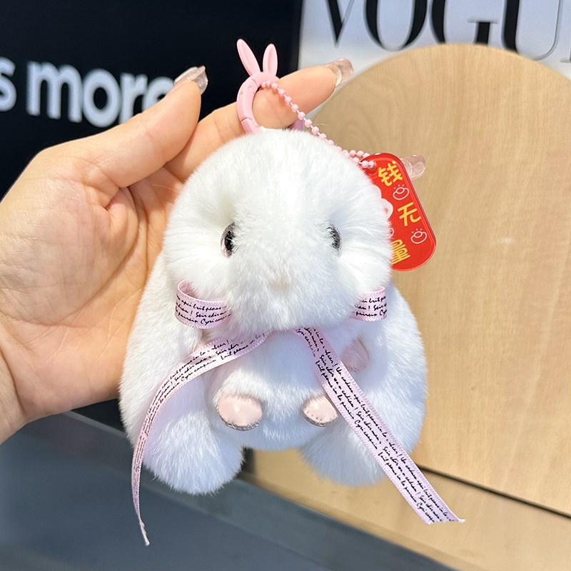 呆萌可爱獭玩偶小兔子汽车扣挂件毛绒装死挂饰兔