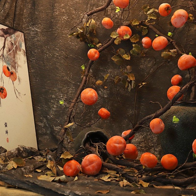 仿真藤条柿子果树枝果实缠u绕植物壁挂柿子盘藤造景道具装饰假树,家居饰品,仿真花/假花,淘宝优惠券,粉丝福利购,淘宝优惠卷
