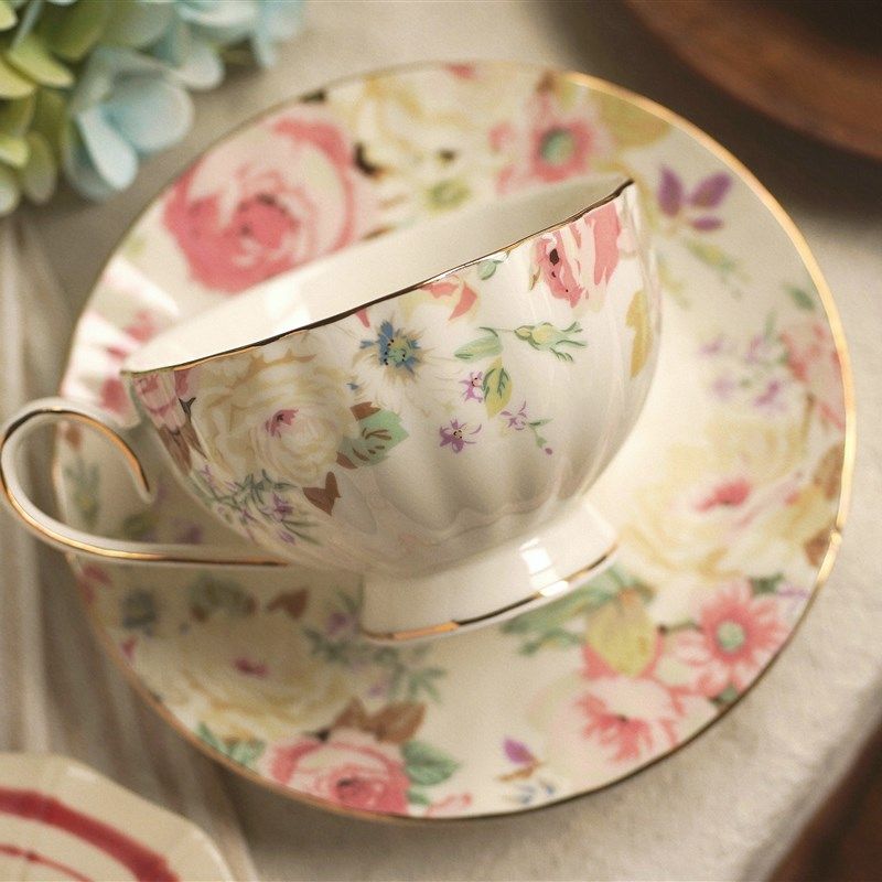出口余单复古欧式宫廷风蔷薇骨瓷咖啡杯下午茶红茶杯X碟金边茶杯,餐饮具,咖啡杯,淘宝优惠券,粉丝福利购,淘宝优惠卷