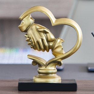 合作共赢握手摆件桌面诚信办公室装饰品公司O商务送礼乔迁开业礼