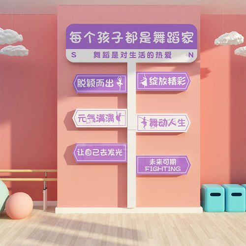 舞蹈房教室墙面装饰形象背景文化创意艺术M培训机构班学校布置贴