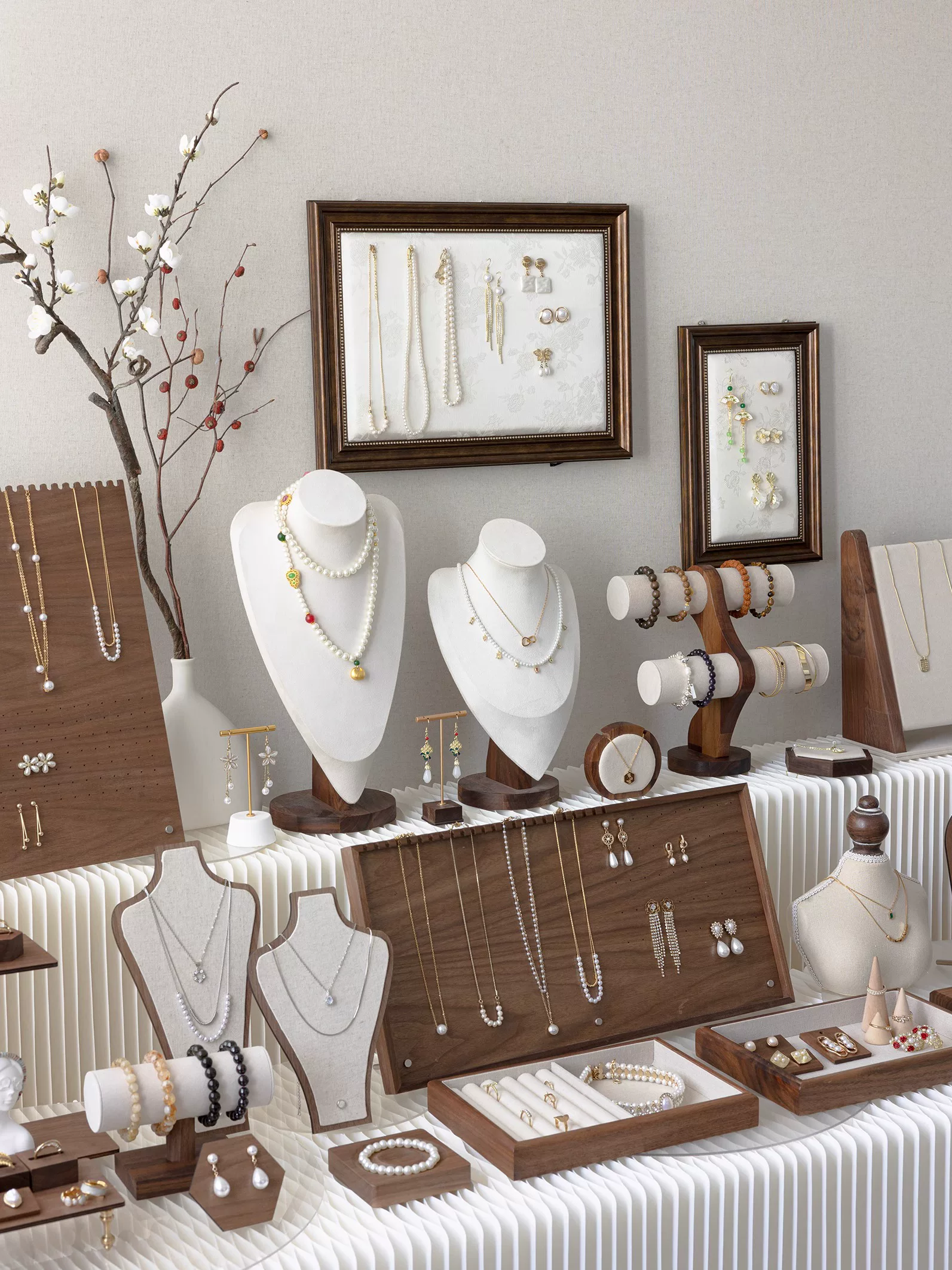 Retro stand, ring, earrings, necklace, accessory