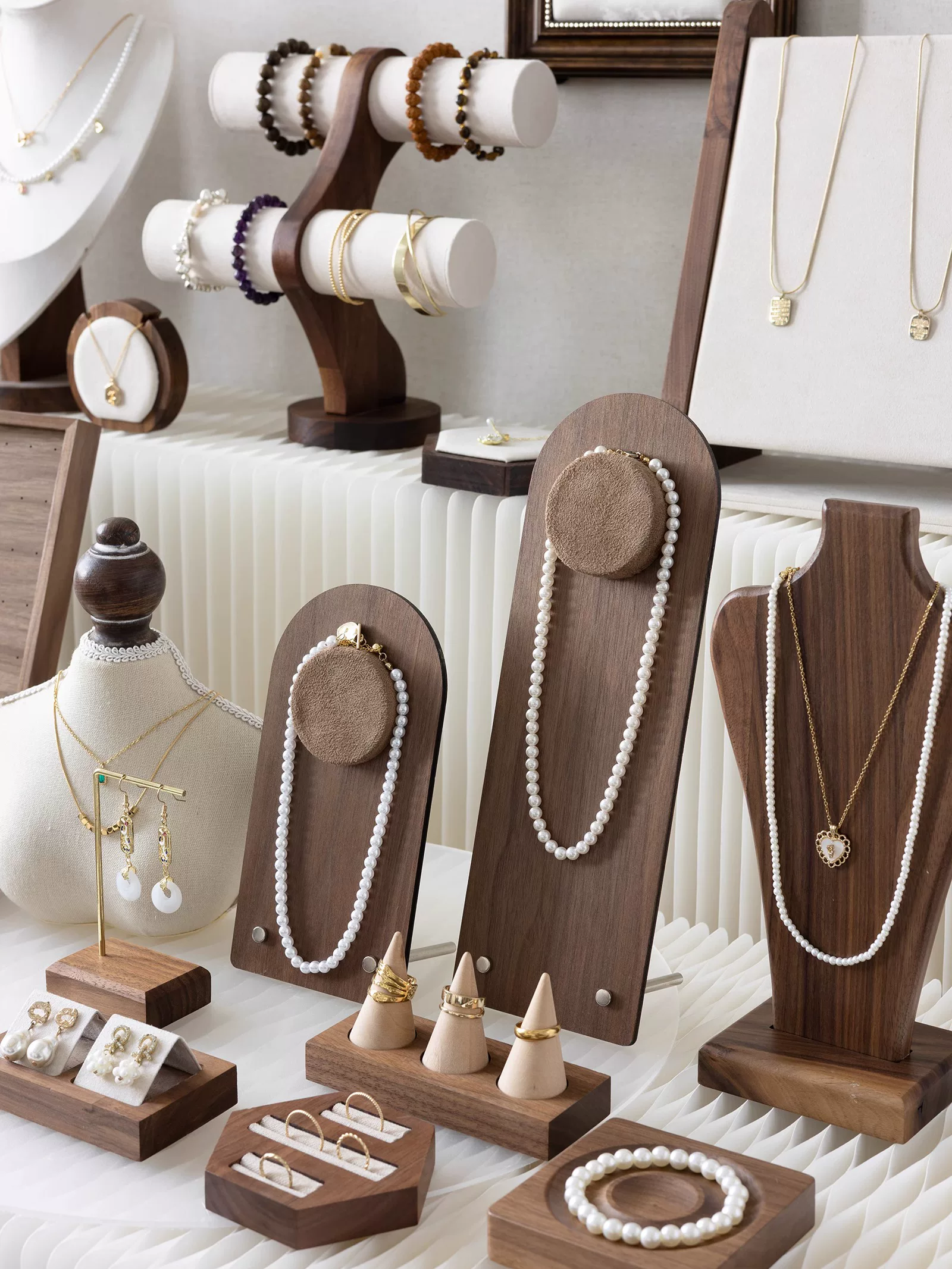 Retro stand, ring, earrings, necklace, accessory