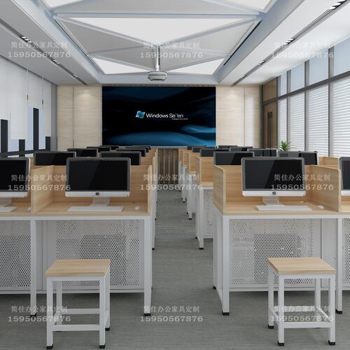 学校语音屏风考试桌驾校电脑桌桌上型电脑房微机P室电脑教室培训
