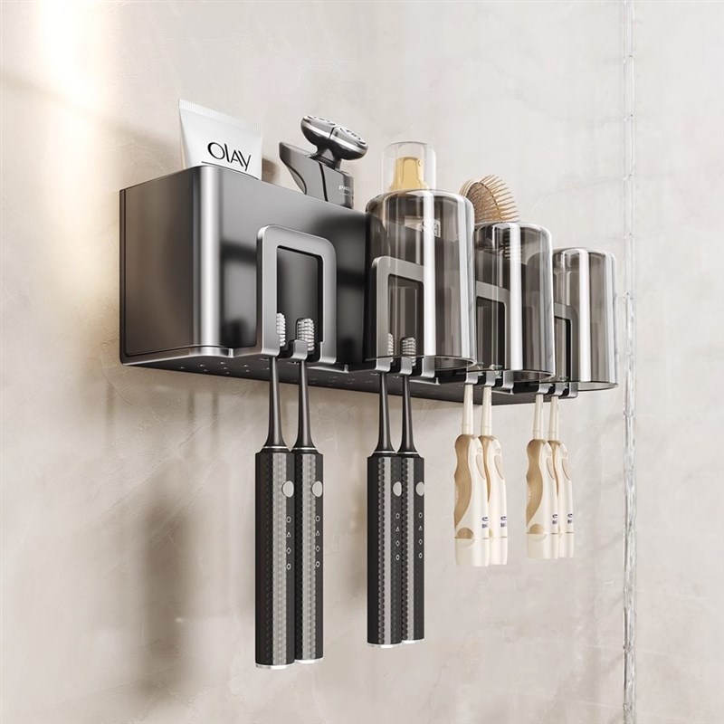 牙刷置物架可拆洗j卫生间免打孔壁挂式电动牙具牙杯漱口杯家庭套