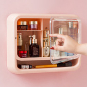 化妆品收纳盒壁挂式 浴室密封防水塑料收纳盒装 护肤品化Z妆刷防尘