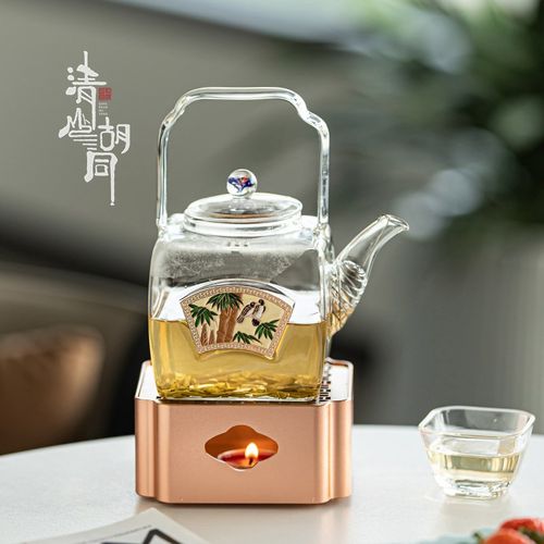 新款玻璃煮茶壶烧水壶家用泡z茶提梁壶围炉温茶壶耐高温合金炉底