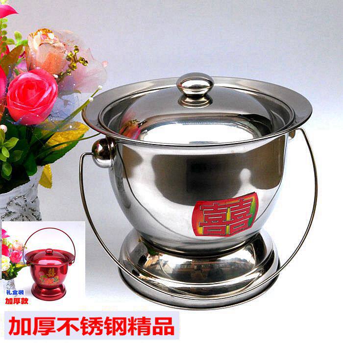 不锈钢高脚痰盂带提手老人痰w盂罐喜庆婚庆孕妇座便器小孩痰盂包