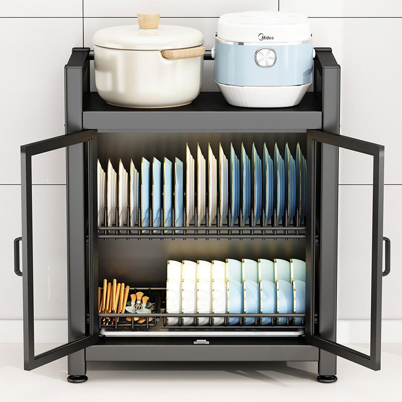 不锈钢厨房置物架台面放碗碟盘筷F子收纳沥水架多功能防尘碗柜