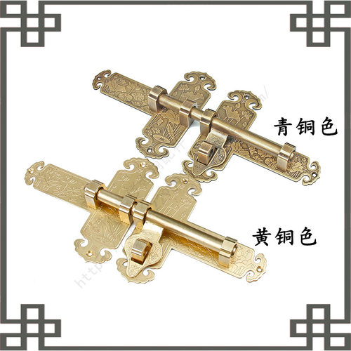 仿古大门纯铜插销老式木门中式大门锁农J家院门锁庭院花园加厚门