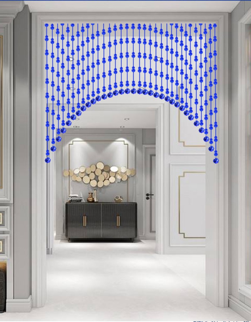 蓝色水晶b葫芦风水珠帘门帘免打孔隔断挂帘大门卫生间客厅挂帘子