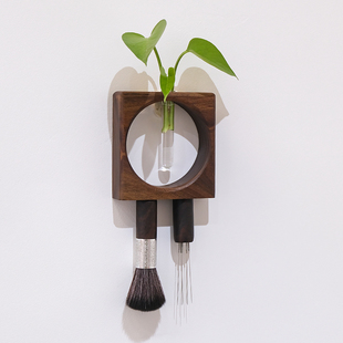 意式摩卡a壶手冲咖啡布粉针清洁刷套装创意胡桃木咖啡用品水培花