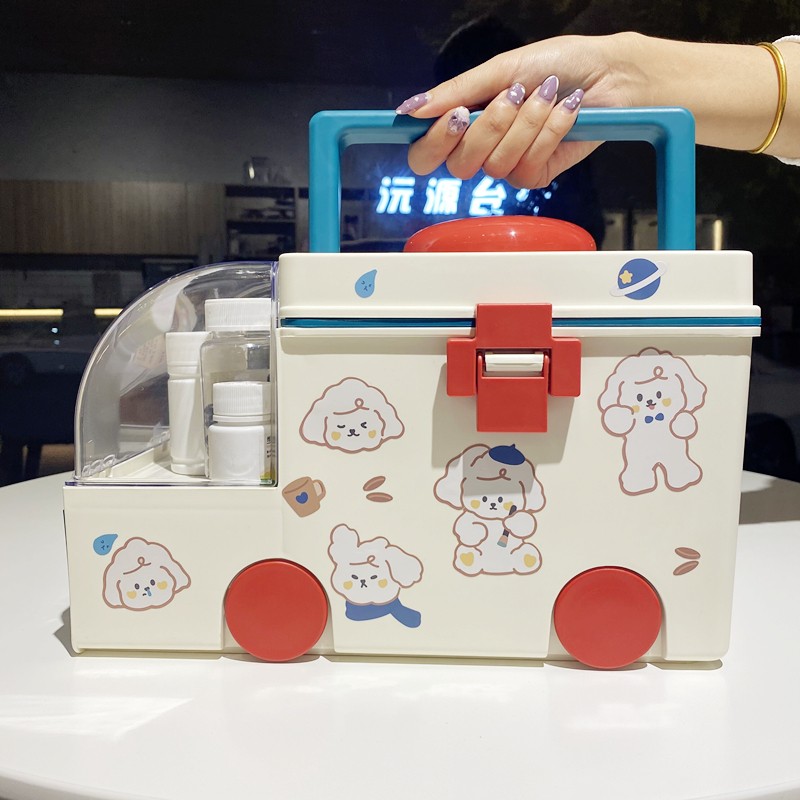 大容量急救医药箱家用家庭装药物药品收纳盒O儿童汽车造型医疗箱
