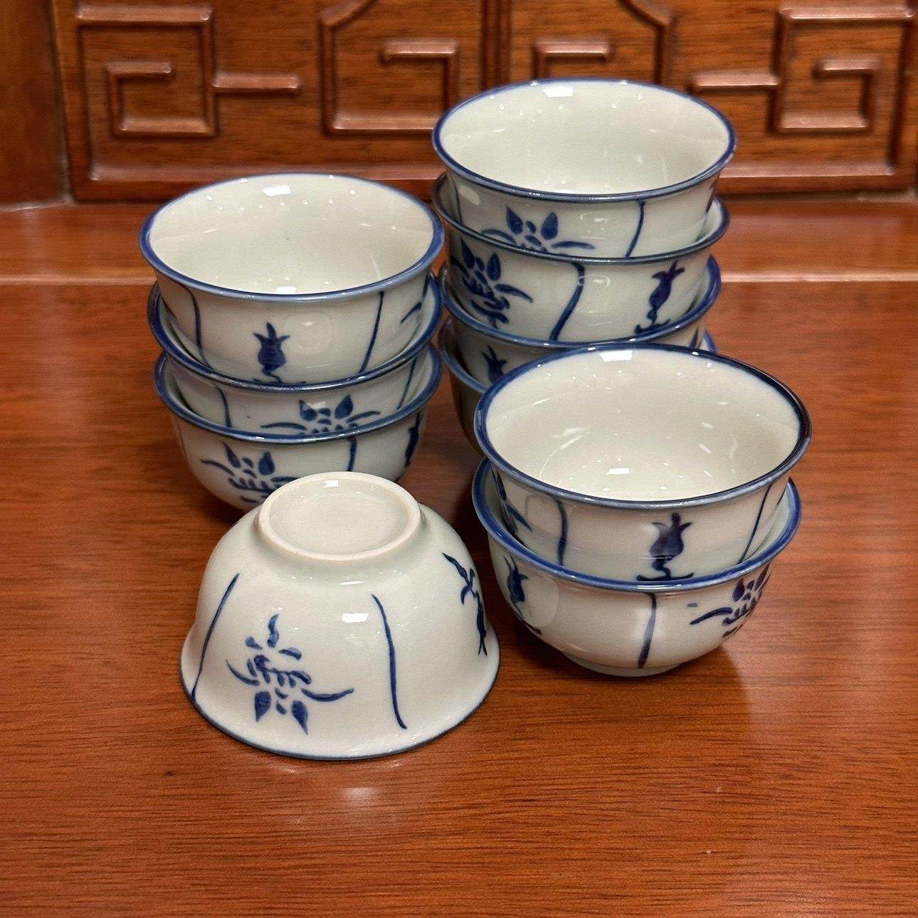 10个装加厚葵斗功夫茶具茶杯子家用杯复古怀旧经典小杯手绘杯中式,餐饮具,茶杯,淘宝优惠券,粉丝福利购,淘宝优惠卷