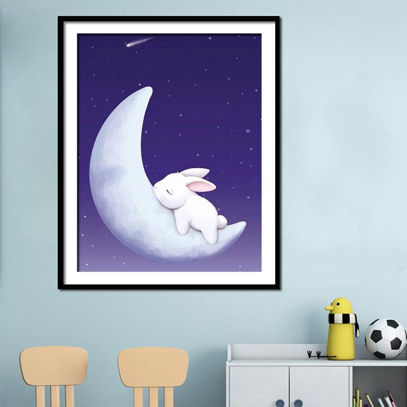 钻石画2025新款卡通可爱月亮兔子5d点贴钻十字绣卧室儿童小幅满钻