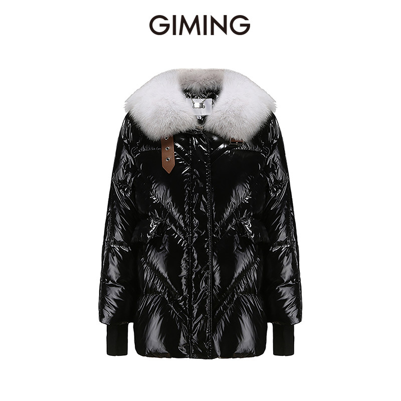 GIMING设计师品牌时尚百搭气质高级感毛领白鸭绒