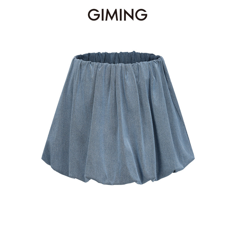 GIMING法式春季新款温柔女半身牛仔花苞裙 高级miu系千金风蓬蓬裙