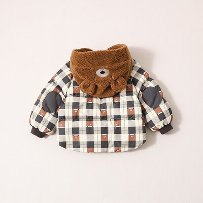 男童羽绒服中小童可爱系宝宝羽绒服格子1-3-6-8岁冬季22804