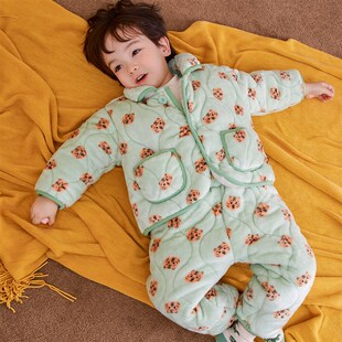 儿童加厚睡衣冬季款宝宝保暖加绒童装秋冬款女童卡通睡服男童冬款