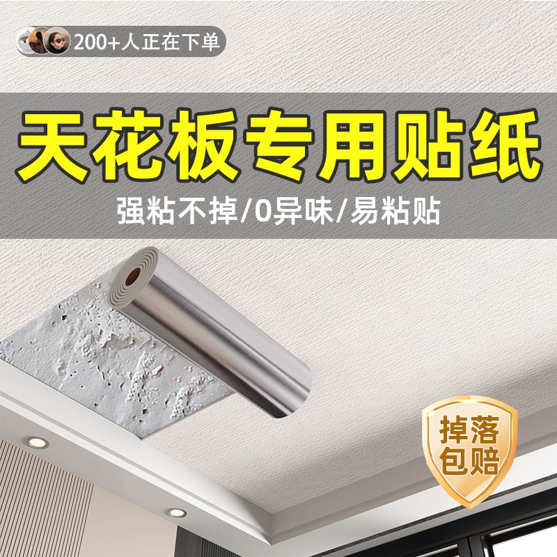 天花板贴纸墙面装饰墙壁吊顶遮丑墙纸自粘防水防潮壁纸3d立体墙贴