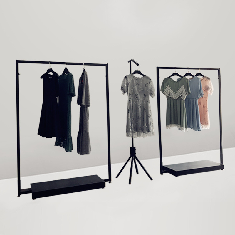 简约衣服架子服装店展示架落地式女装店复古服装架侧挂架简易货架