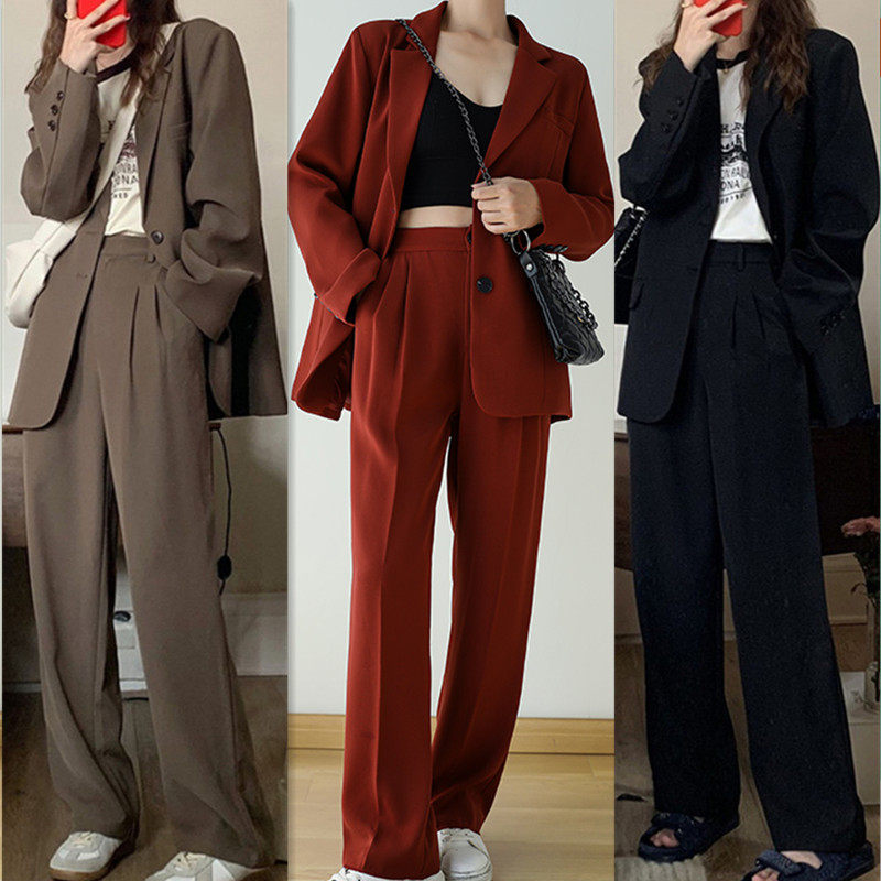 微胖西服套装大码胖mm西装外套两件套高级感秋装女休闲显瘦气质潮