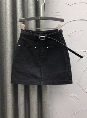 紫色高腰牛仔短裙女2025年春季时尚修身显瘦百搭洋气A字半身裙子