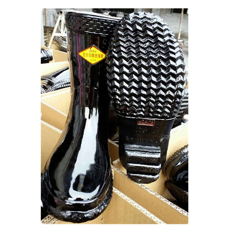 高压绝缘靴金步安20KV中筒绝缘靴6KV绝缘靴高筒反光条橡胶电工靴