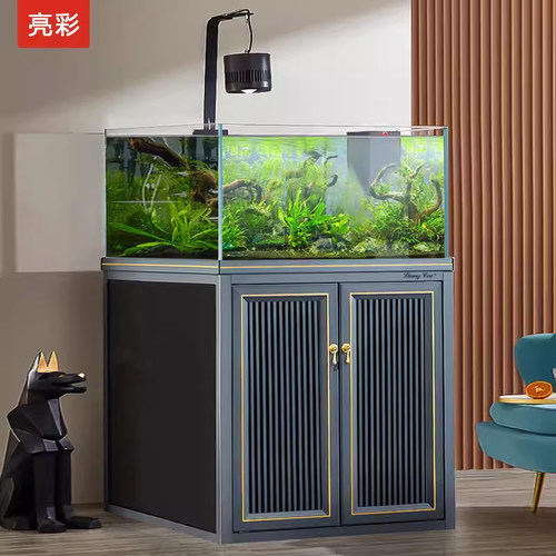 亮彩水草缸水族箱底滤客厅落地超白玻璃兰寿方缸生态造景鱼缸