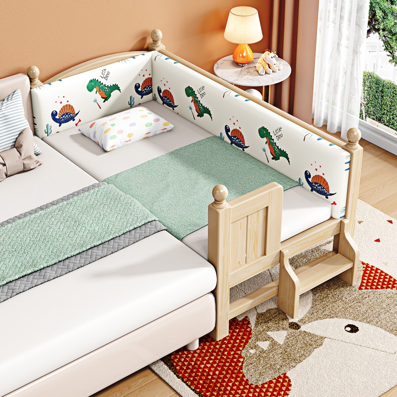 儿童拼接床实木婴儿床带护栏宝宝床扩床加床大人可睡床边床加宽床