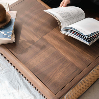 无意实木飘窗小桌子榻榻米茶几阳台小茶桌黑胡桃木炕几坐地矮桌