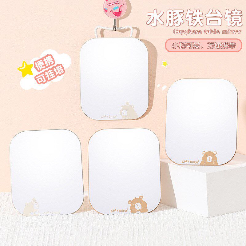 卡通动物造型金属台镜可爱少女心学生化妆镜子可调节支架两用台镜