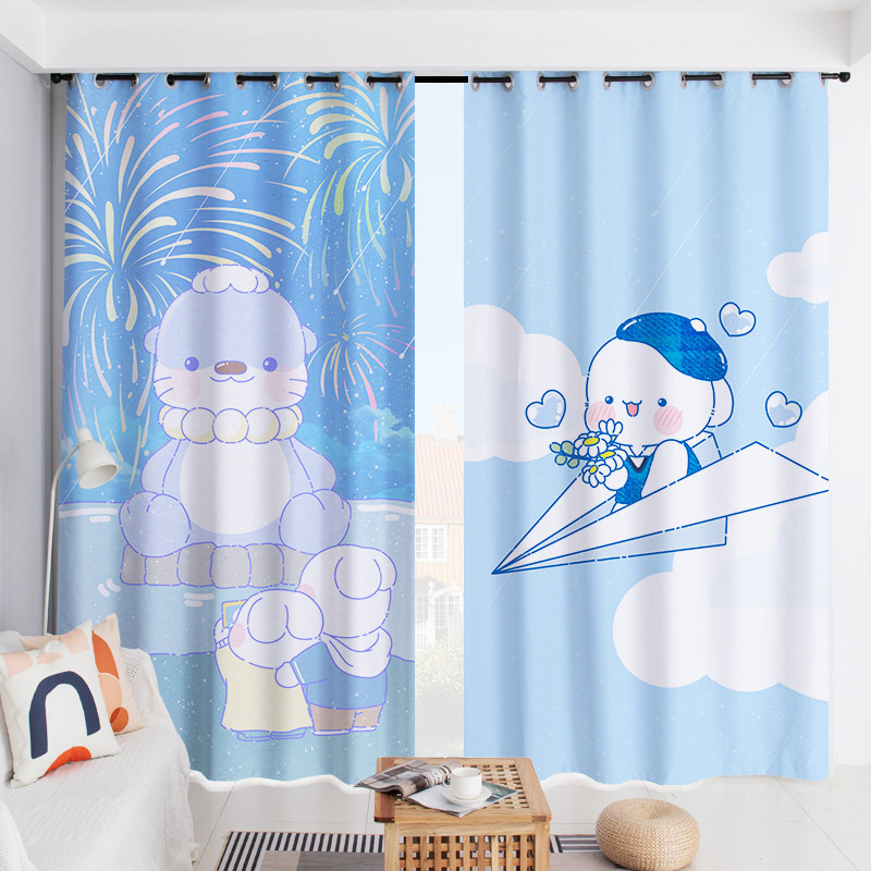 紫色窗帘全遮光卧室少女儿童房卡通可爱兔客厅隔热防晒遮阳布新品,居家布艺,定制窗帘,淘宝优惠券,粉丝福利购,淘宝优惠卷