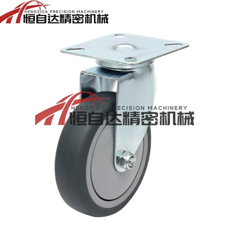 同米思米橡胶脚轮CSPJ/CSPK/CSPJS75/100/125-R万向带刹车固定轮