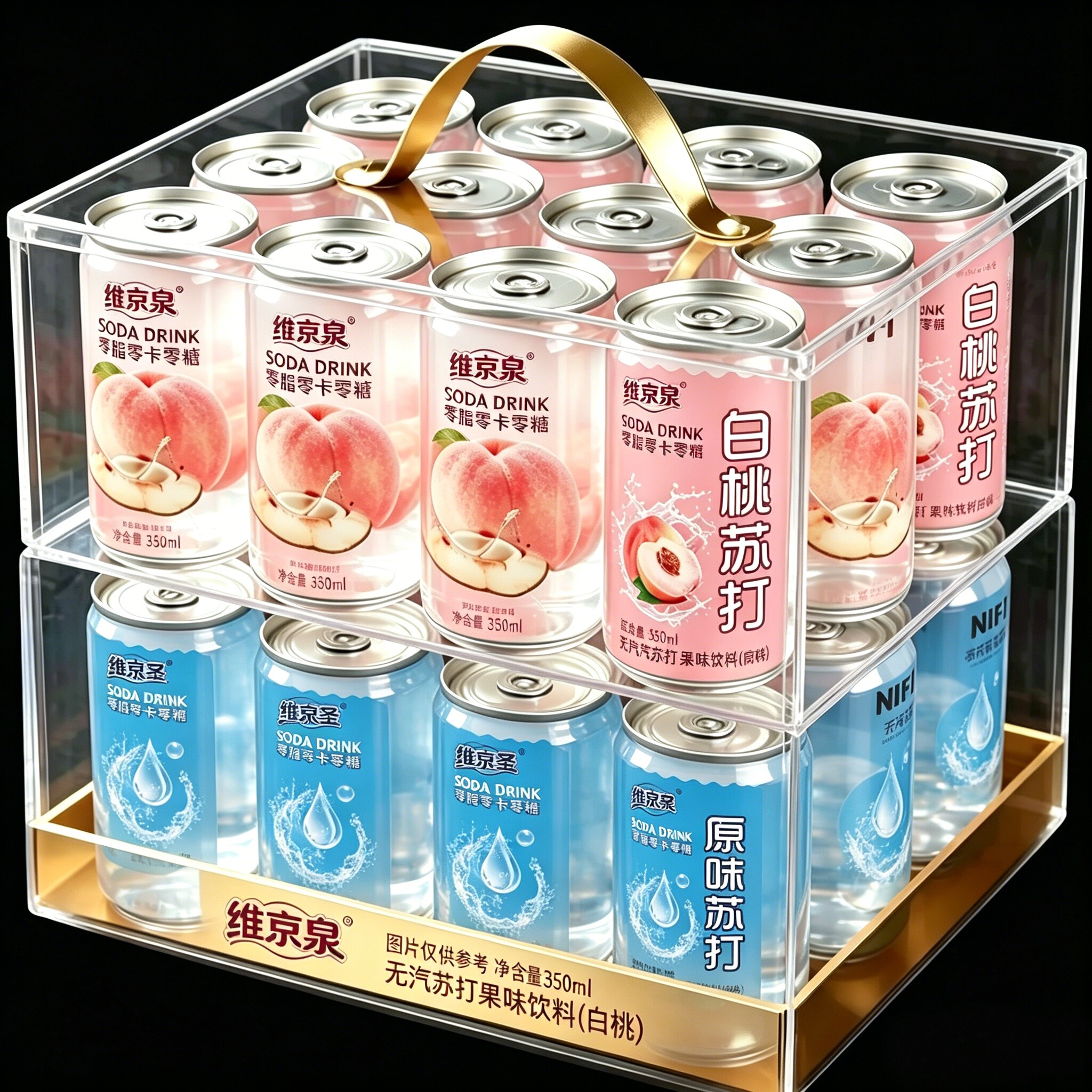 苏打水整箱24瓶*350ml无气0脂0卡无糖饮料瓶装饮用水特原味白蜜桃