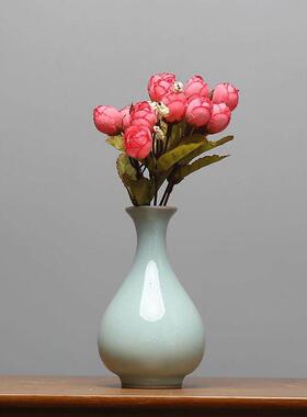 宋式美学汝瓷汝窑文创小摆件中式国风插花瓶器民宿陶瓷装饰工艺品