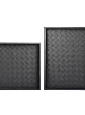 现代简约黑色皮革托 托盘样板间客厅茶几收纳盘几何置物盘装饰品